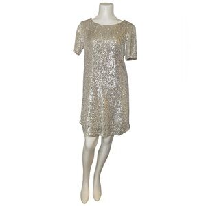 Betsey Johnson Silver Sequin T-Shirt Dress sz S